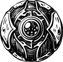 A glyph style icon depicting a charged power orb vector