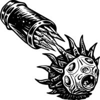 A sketchy style icon of fired projectile weapon vector