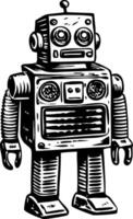 A sketchy style icon of classic retro robot vector