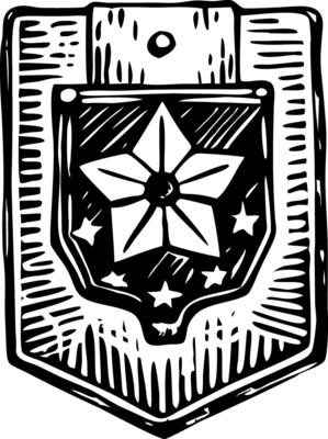 An icon of star badge designed in sketchy style