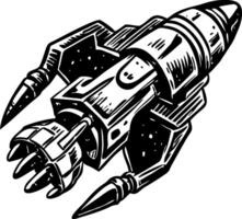 A vintage icon showing a sci-fi spacecraft vector