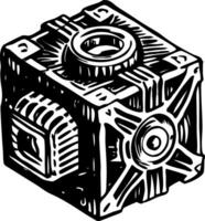 A sketchy style icon of voxel power cube vector