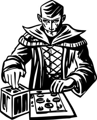 A glyph style icon depicting digital game avatar