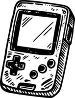 A glyph style icon of retro handheld game device vector