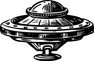 A drawing style icon showing a flying ufo vector