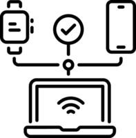 A linear style icon of connected devices vector
