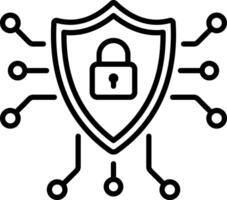 A linear style icon of network security vector