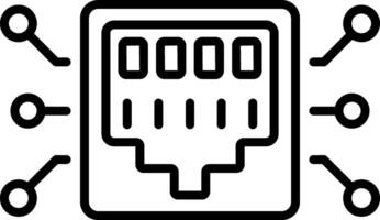 An outline style icon of network port vector