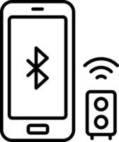 A linear style icon of bluetooth connection vector