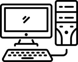 A linear style icon of desktop vector