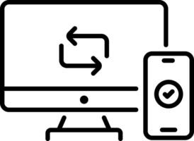 A linear style icon of device synchronization vector