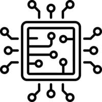An outline style icon of ai chip vector