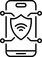 A linear style icon of app security vector