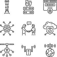 Pack of Digital Servers Linear Style Icons vector