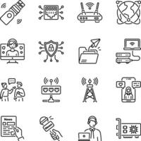 Pack of Networking Line Style Icons vector