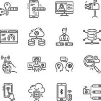 Pack of Virtual Connection Line Icons vector