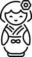 A line style icon of kokeshi vector