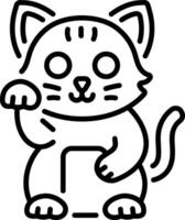 A line style icon of maneki neko vector