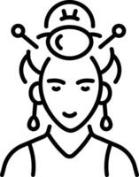 Geisha face in linear style icon vector