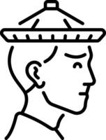A line style icon of japanese hat vector