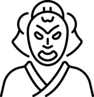 An outline style icon of kabuki actor vector