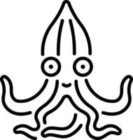 A line style icon of squid vector
