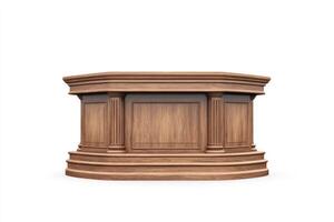 Presenting Wooden Podium with Columns for Speaking or Display Isolated photo