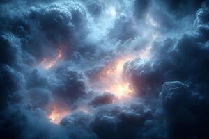 Dramatic Cloudscape with Fiery Light for Atmospheric Design and Print photo