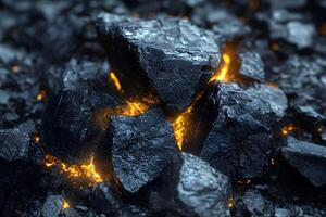 Glowing Coals and Charcoal Rocks for Energy and Heat Concepts in Industrial Design photo