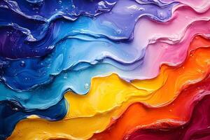 Colorful Abstract Waves in Oil Paint Texture for Art and Design photo