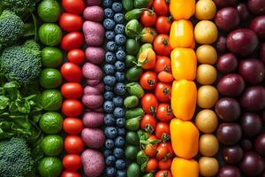 Vibrant Array of Fresh Vegetables and Fruits for Healthy Eating and Nutrition Concepts photo
