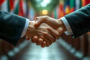 International Partnership Handshake in a Diplomatic Setting photo