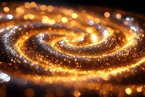 Cosmic Glittering Spiral Abstraction - Vibrant Golden Swirl for Background Design and Creativity photo