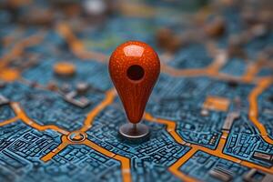Digital Navigation Concept with 3D Map and Locator Pin for Directional Apps and Interfaces photo