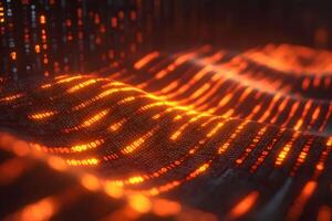 Abstract Digital Wave with Glowing Binary Code for Technology Design photo