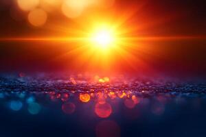 Vibrant Bokeh Sunset Reflection Ideal for Backgrounds and Design Projects photo