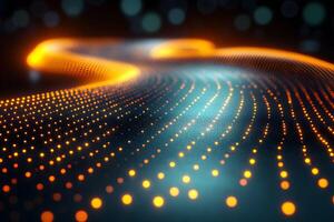 Futuristic Abstract Light Pattern with Glowing Dots for Technology Design photo