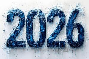 2026 Water Splash Typography Design - Refreshing New Year Concept photo