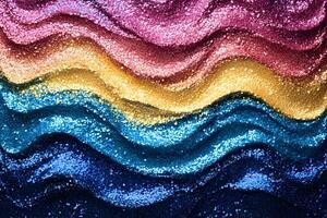 Vibrant Glittering Waves in Abstract Rainbow Pattern for Creative Design photo