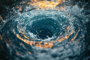 Mesmerizing Water Vortex with Swirling Ripples and Reflections for Dynamic Design photo