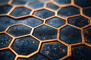 Abstract Hexagonal Pattern with Gold Accents Modern Geometric Design for Artistic Display photo