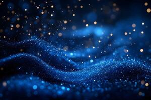 Glittering Blue Abstract Background with Sparkling Bokeh for Creative Design Projects photo
