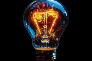 Illuminated Vintage Light Bulb with Glowing Filament for Creative Concepts and Design photo