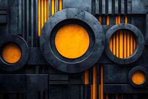 Abstract Geometric Composition with Circular Elements and Bold Yellow Accents for Modern Design photo