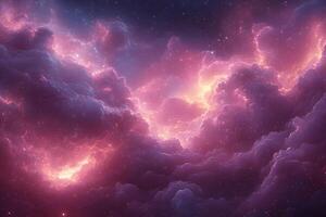 Magical Dreamscape Ethereal Cosmic Clouds in a Starry Night Sky for Enchanting Designs photo