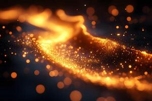 Golden Particle Wave - Abstract Energy Flow Design for Digital Art and Backgrounds photo