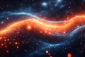 Abstract Cosmic Waves with Glowing Particles in Deep Space photo
