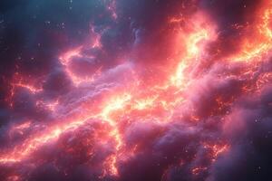 Cosmic Explosion of Red and Orange Nebula at Night in Space Astronomy Scene photo