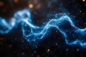Glowing Abstract Blue Waves with Bokeh Light Effects for Modern Tech Background Design photo
