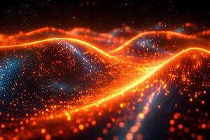 Dynamic Abstract Waves with Glowing Orange Particles for Digital Art photo